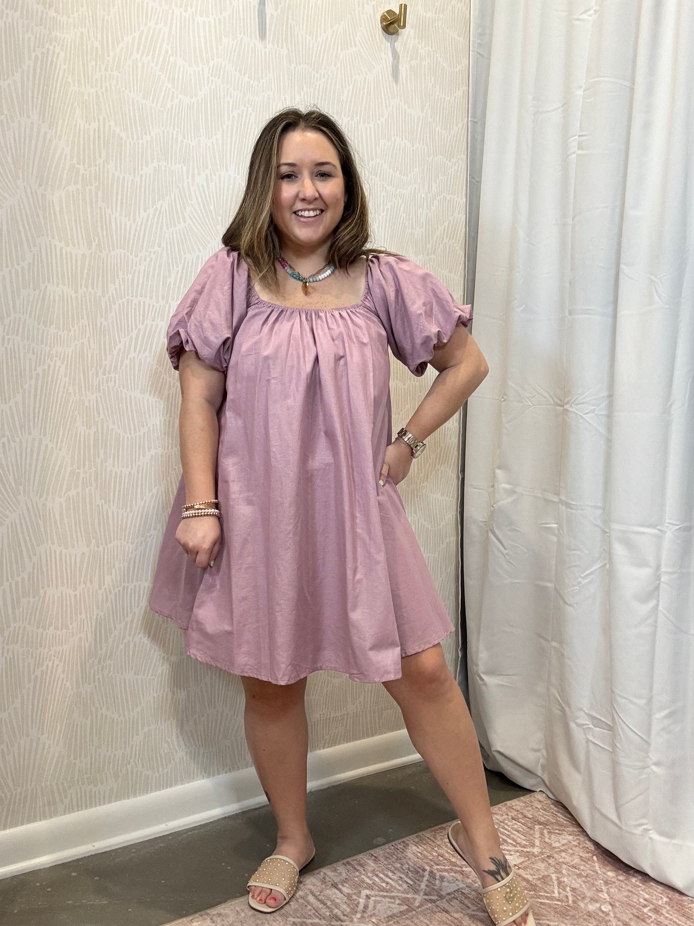 Puff Sleeve Mini Dress