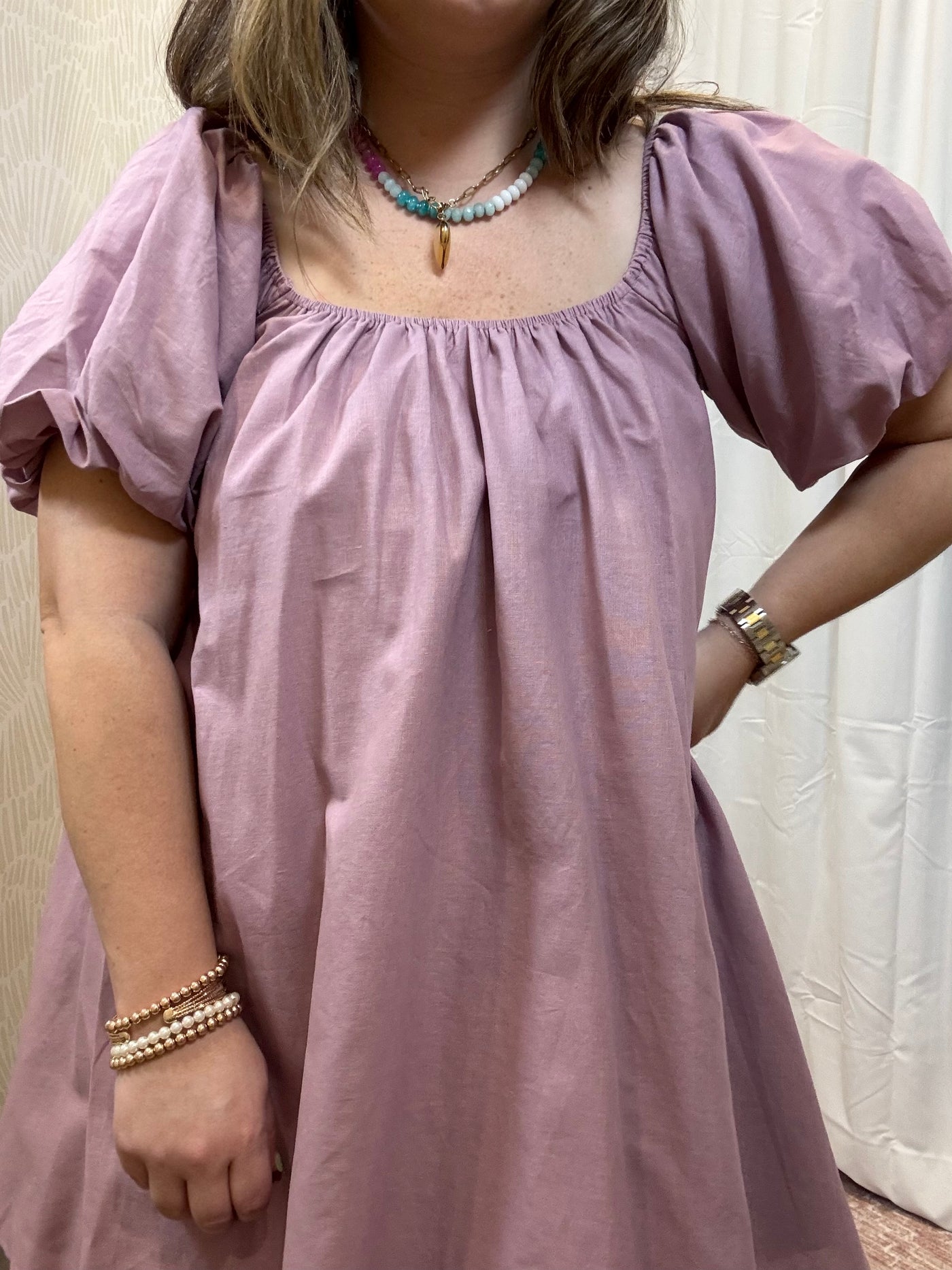 Puff Sleeve Mini Dress