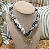 Scarf Charm Necklace | Black & White Bow Charm