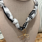 Scarf Charm Necklace | Black & White Bow Charm