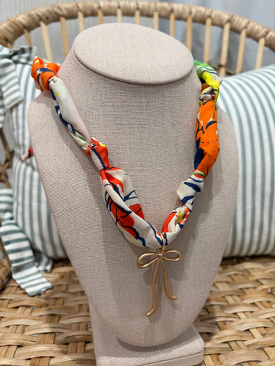 Scarf Charm Necklace | Orange Bow