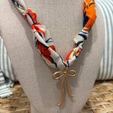 Scarf Charm Necklace | Orange Bow