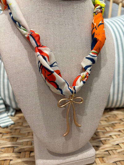 Scarf Charm Necklace | Orange Bow