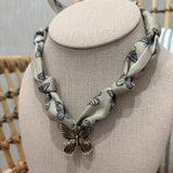 Scarf Charm Necklace | Neutral Butterly Charm