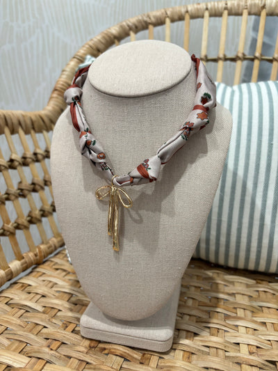 Scarf Charm Necklace | Pink Bow Charm