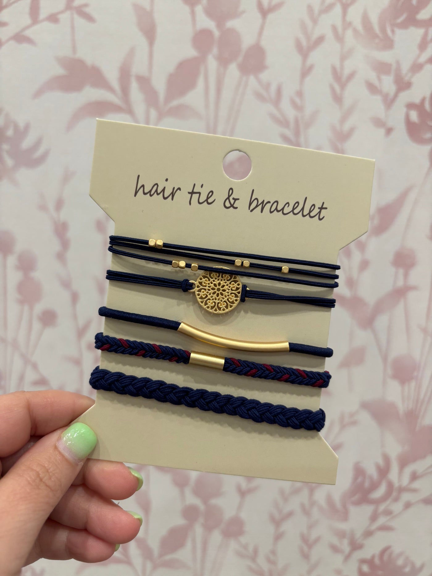 Boho Dual Function Knot Bracelet Hair Ties | Navy