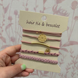 Boho Dual Function Knot Bracelet Hair Ties | Pink