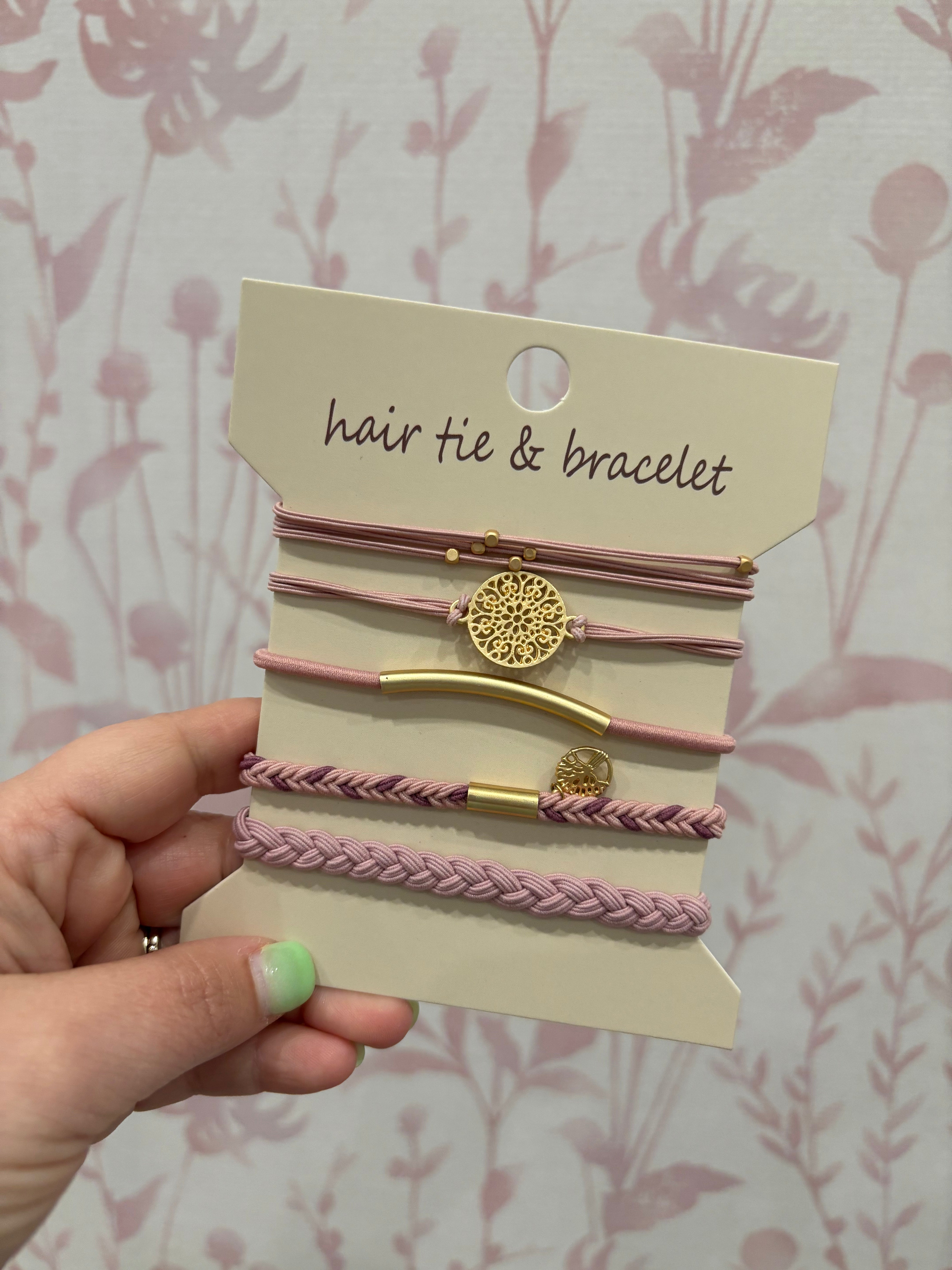 Boho Dual Function Knot Bracelet Hair Ties | Pink