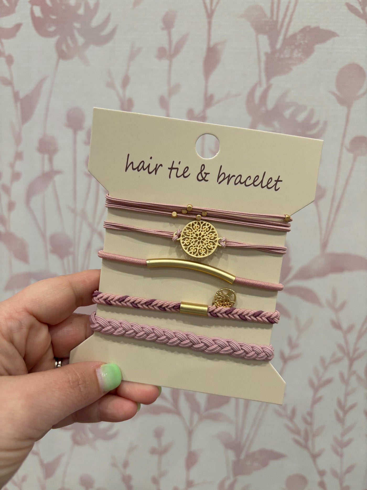 Boho Dual Function Knot Bracelet Hair Ties | Pink