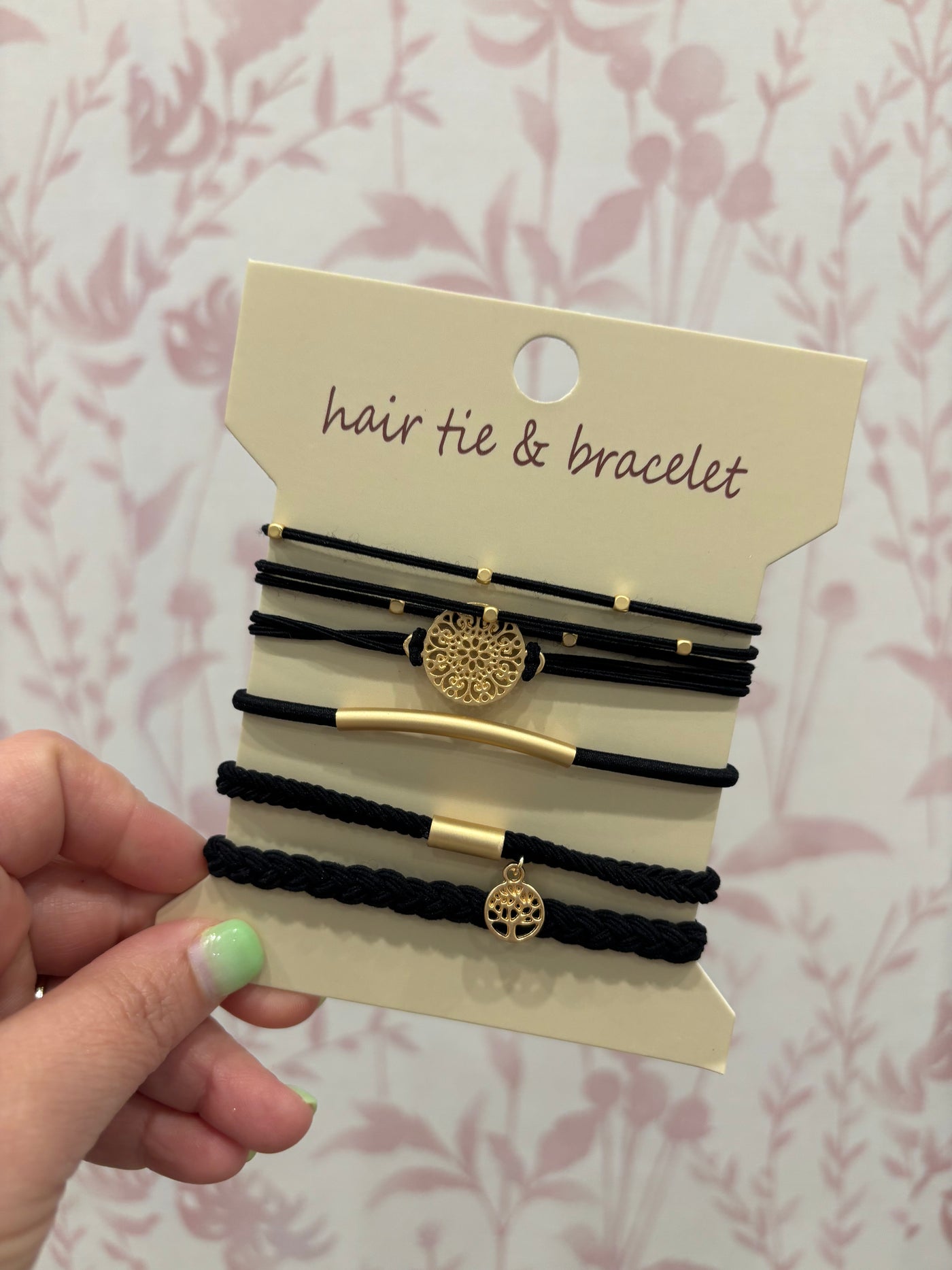 Boho Dual Function Knot Bracelet Hair Ties | Black