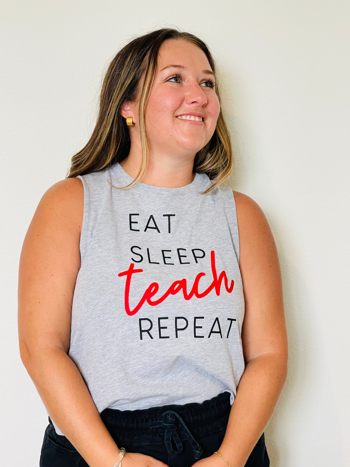 Eat, Sleep, Teach, Repeat Crop Tank