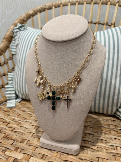 Multi Cross Charm Necklace