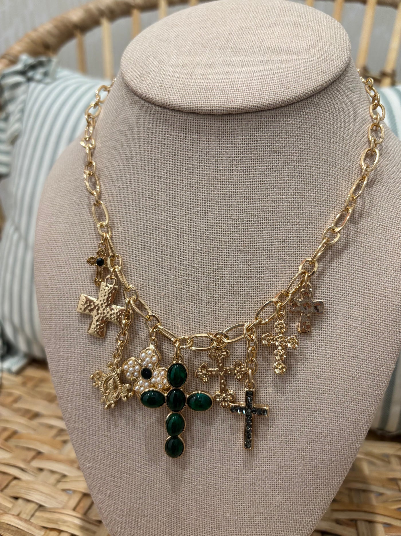 Multi Cross Charm Necklace