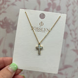 White & Gold Cross Necklace