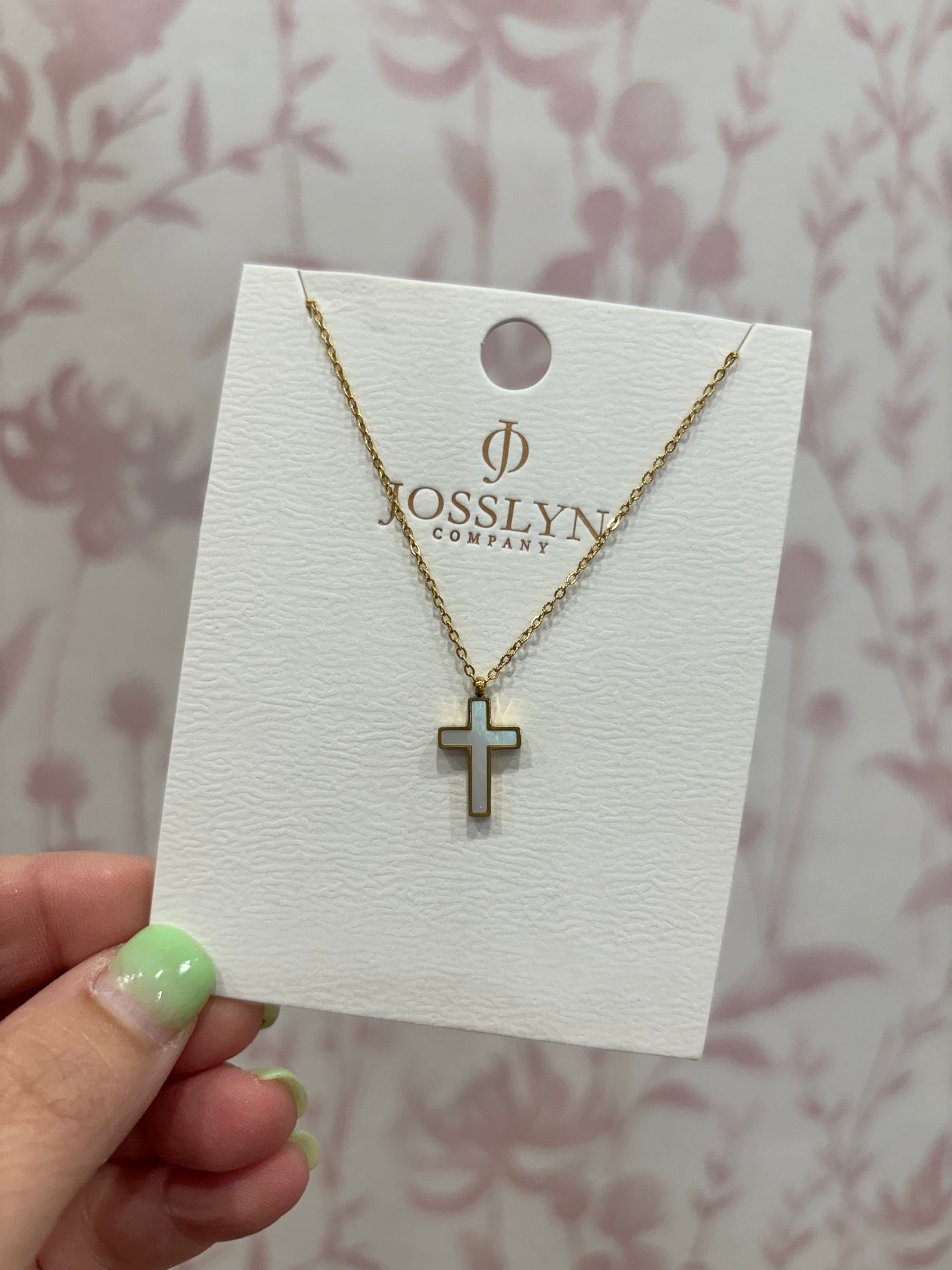 White & Gold Cross Necklace