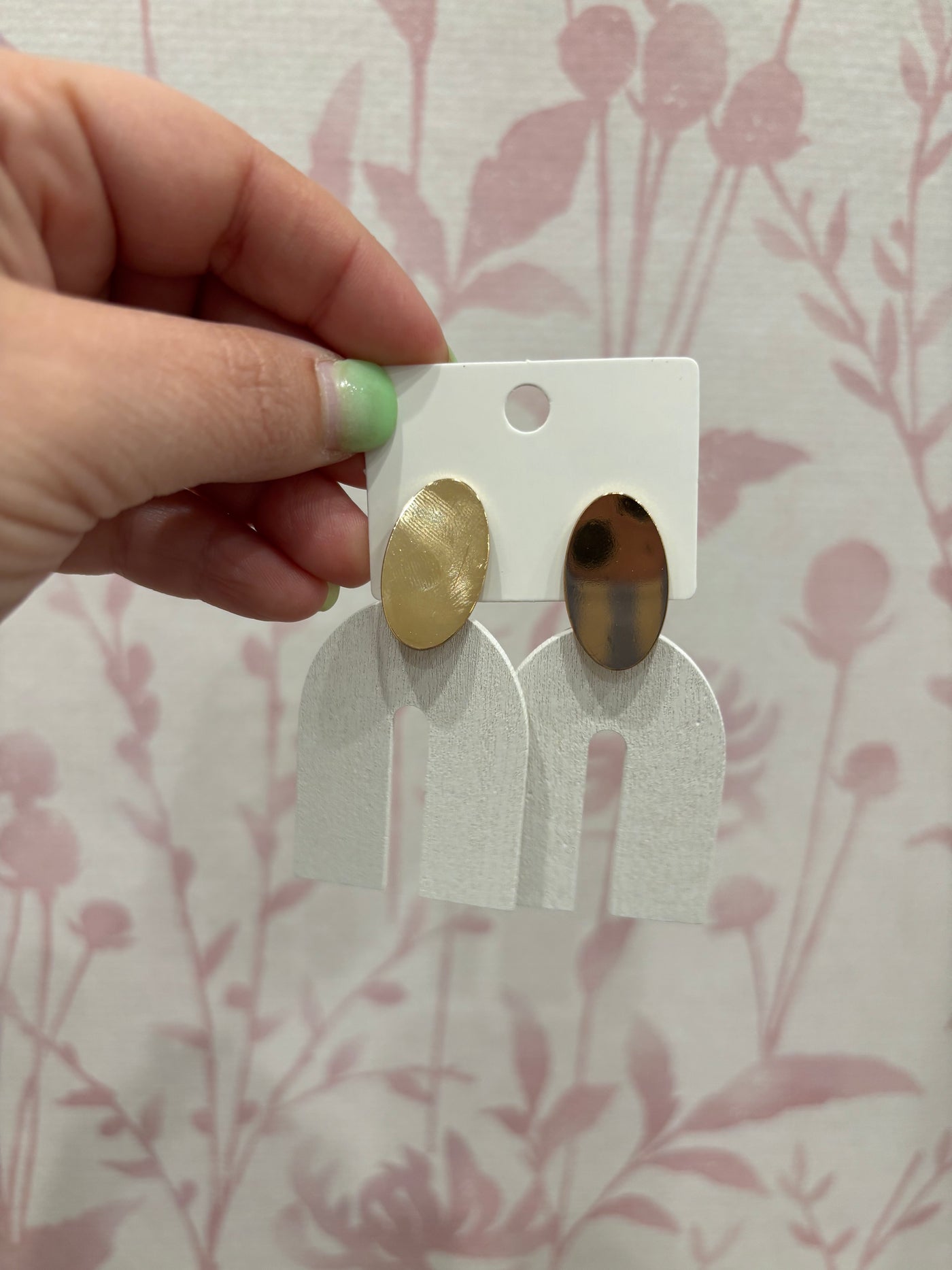 White U-Drop Earrings