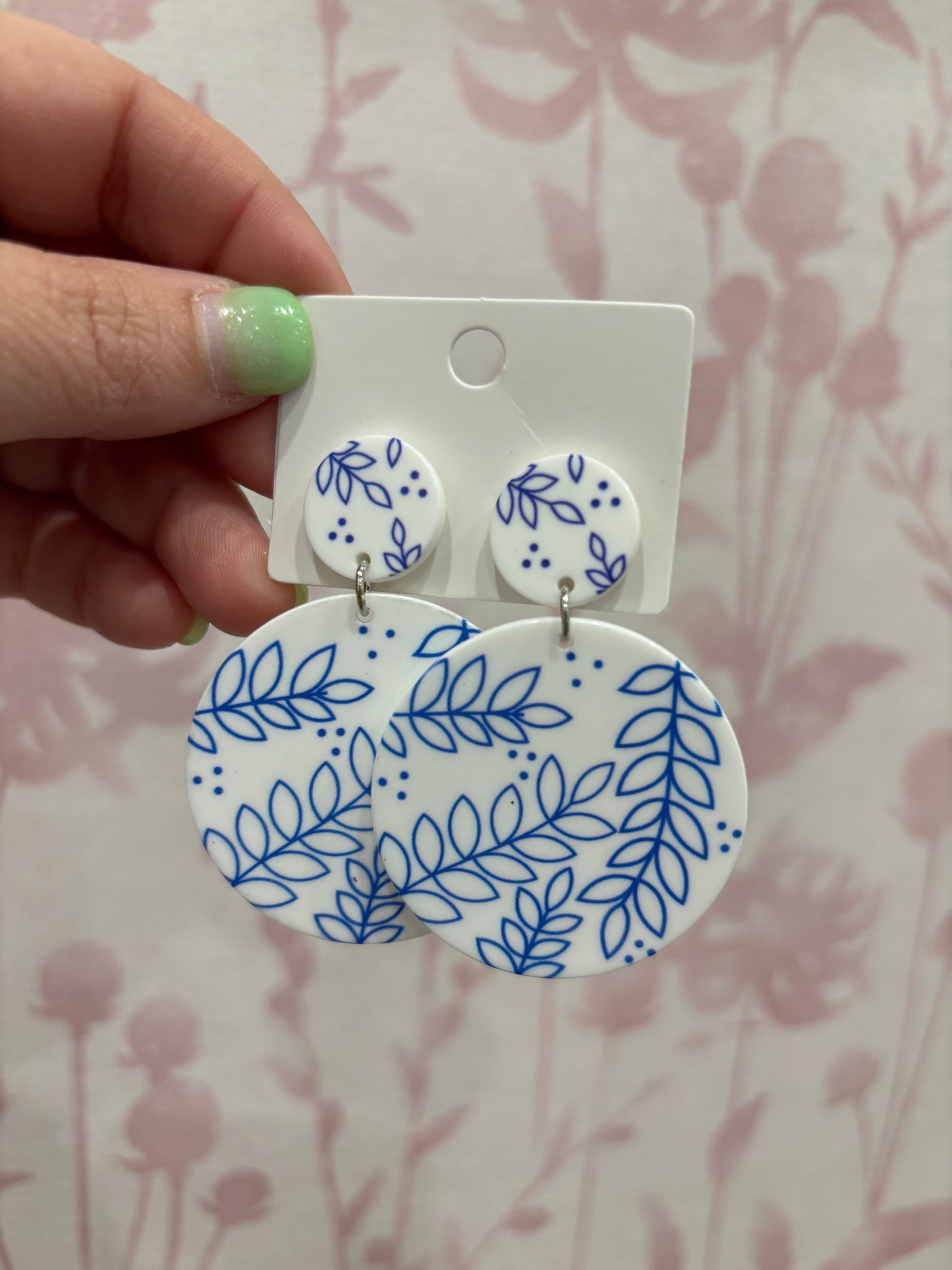 Toile Pattern Floral Drop Earrings