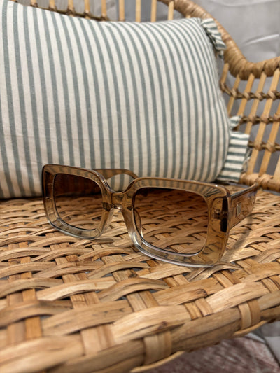 Retro Rectangle Frame Sunglasses | Light Brown