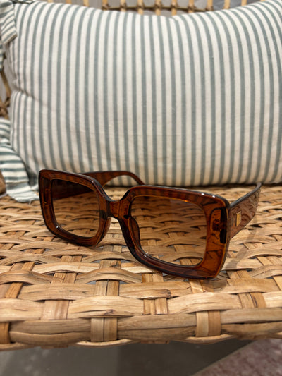 Retro Rectangle Frame Sunglasses | Dark Brown