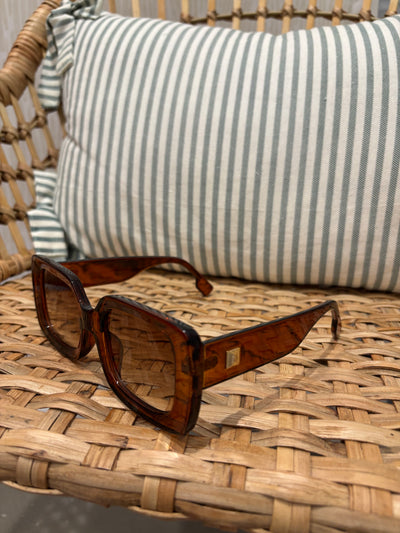 Retro Rectangle Frame Sunglasses | Dark Brown
