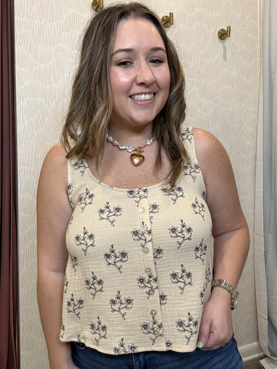  Floral Gauze Top
