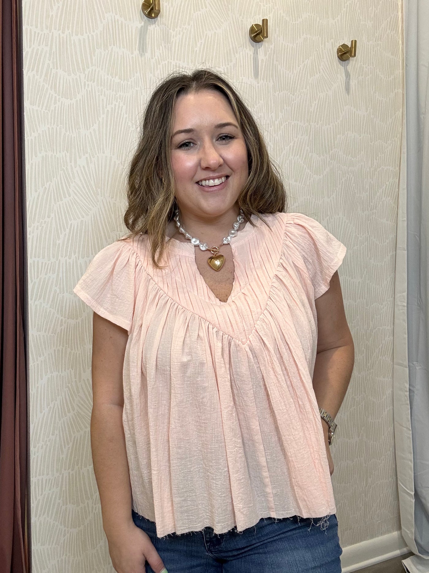 Pink Pleated Top
