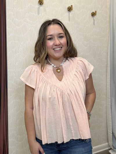 Pink Pleated Top