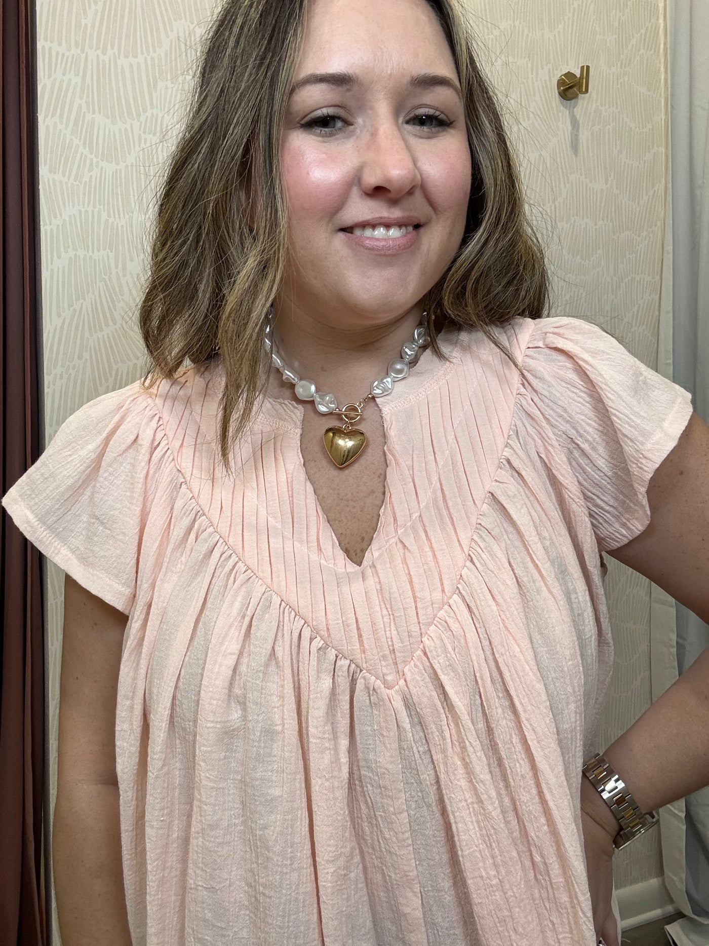 Pink Pleated Top
