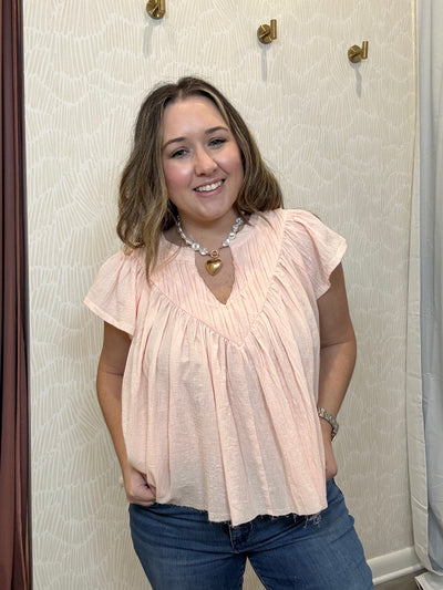 Pink Pleated Top