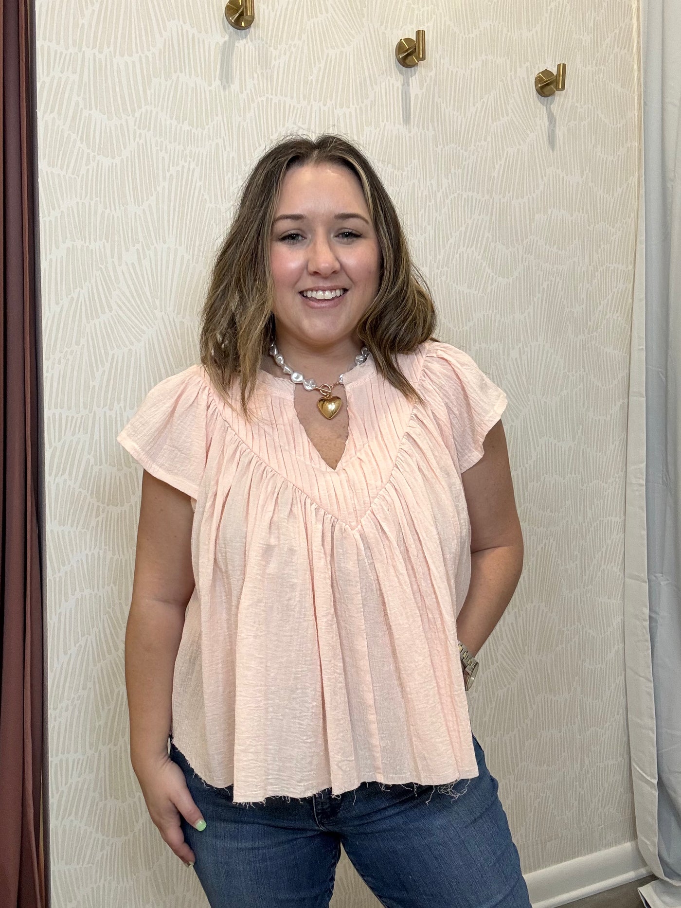 Pink Pleated Top
