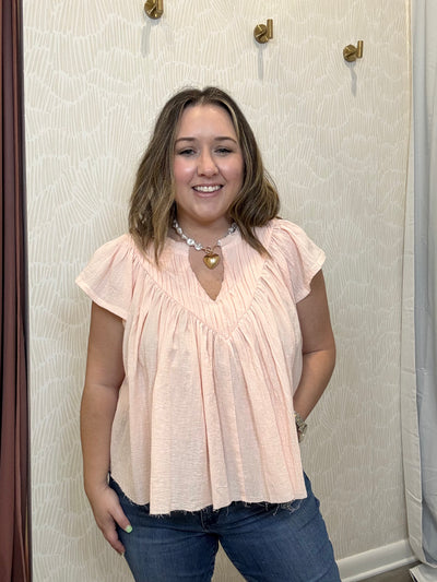 Pink Pleated Top