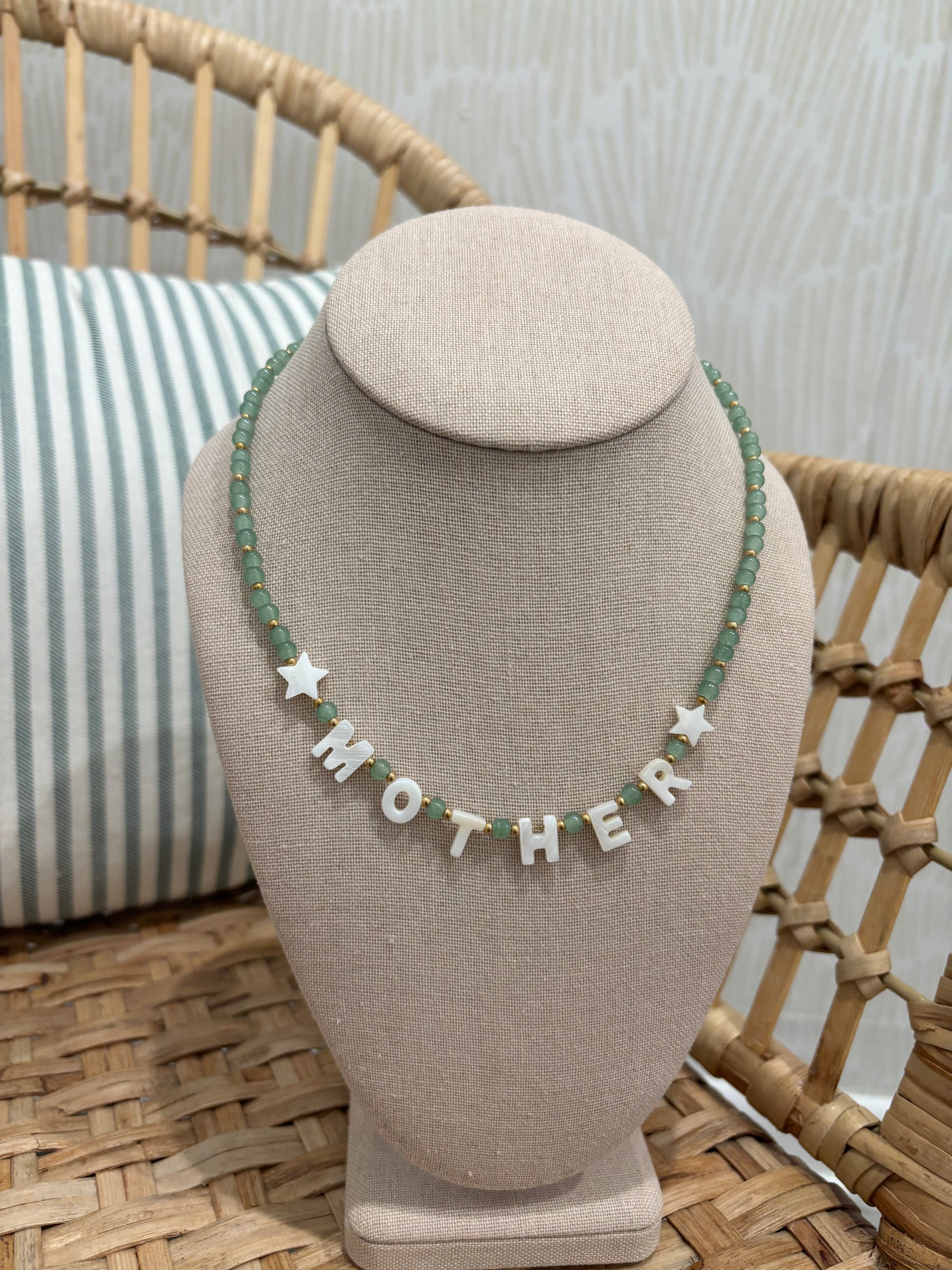 Beaded Mother Necklace - Green
