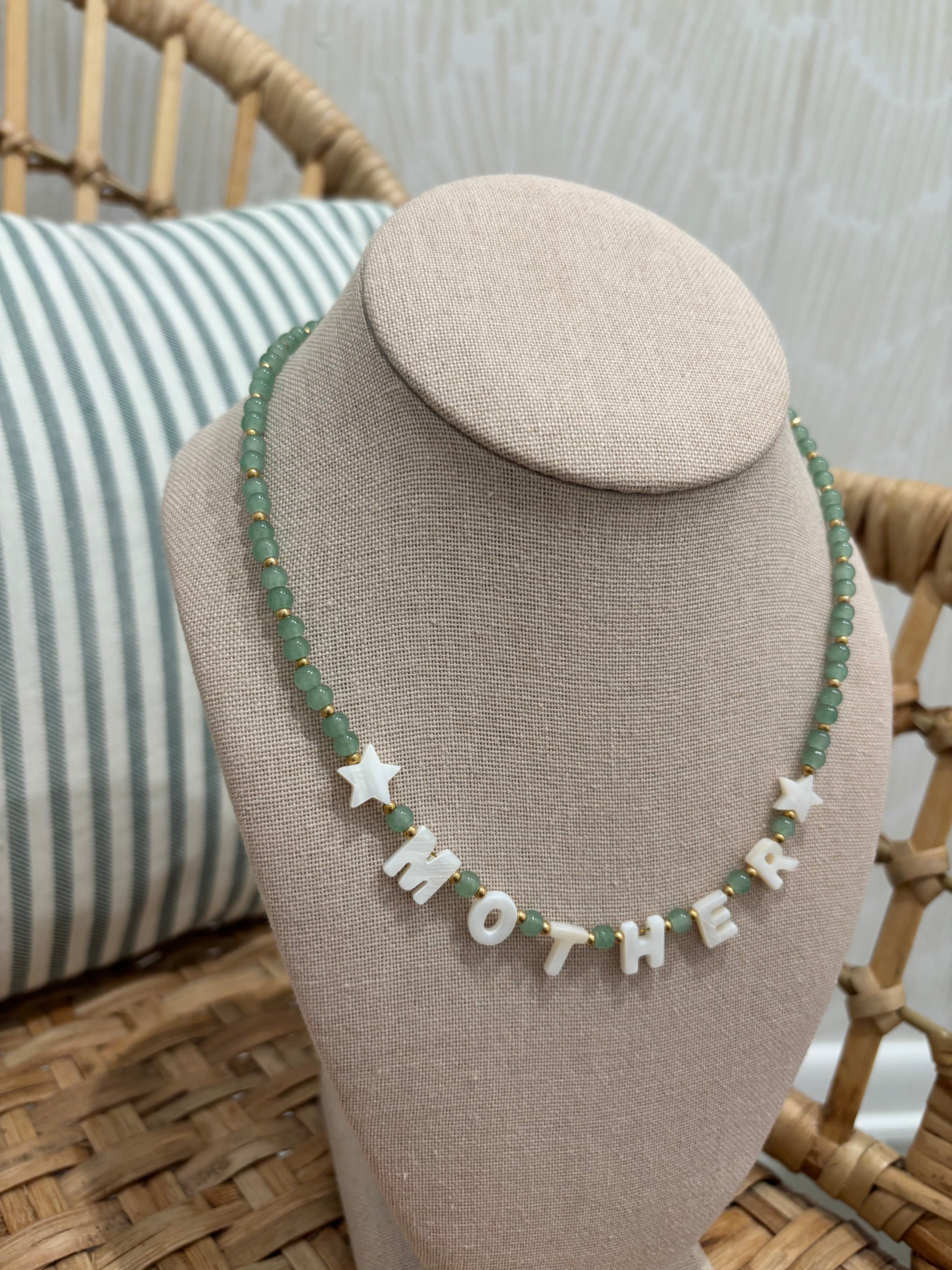 Beaded Mother Necklace - Green