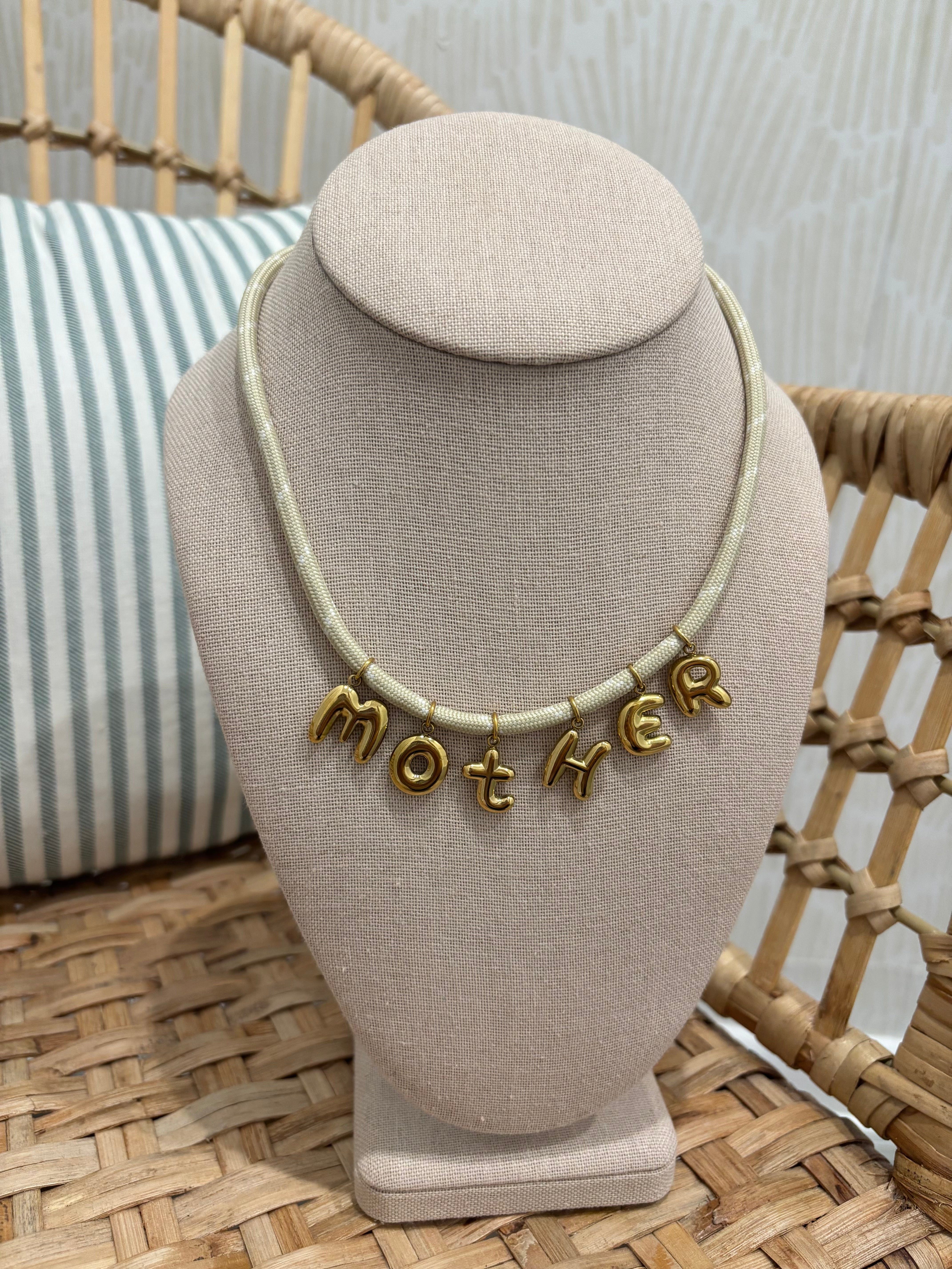 Corded Mother Necklace - White