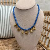 Corded Mother Necklace - Blue