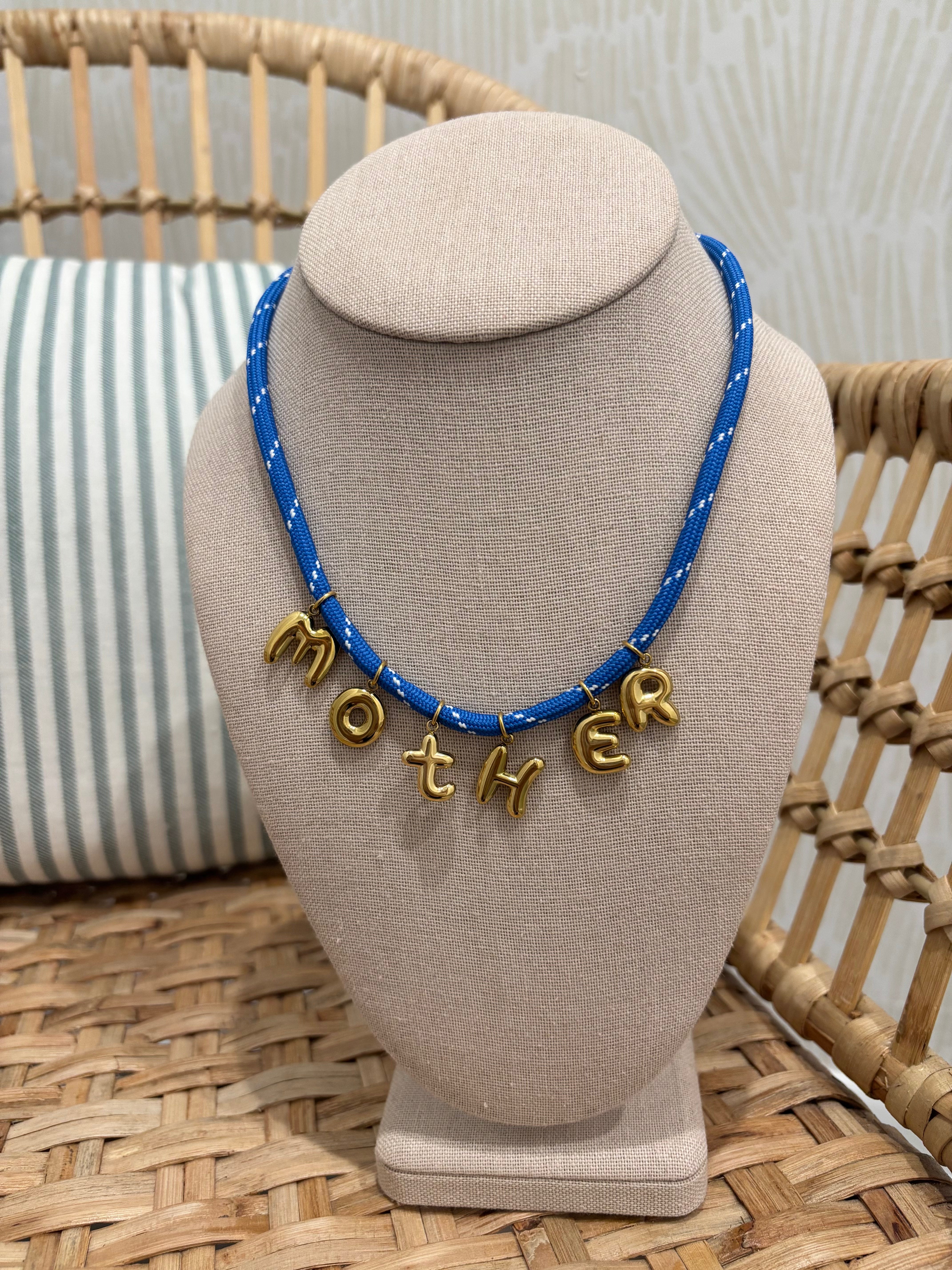 Corded Mother Necklace - Blue