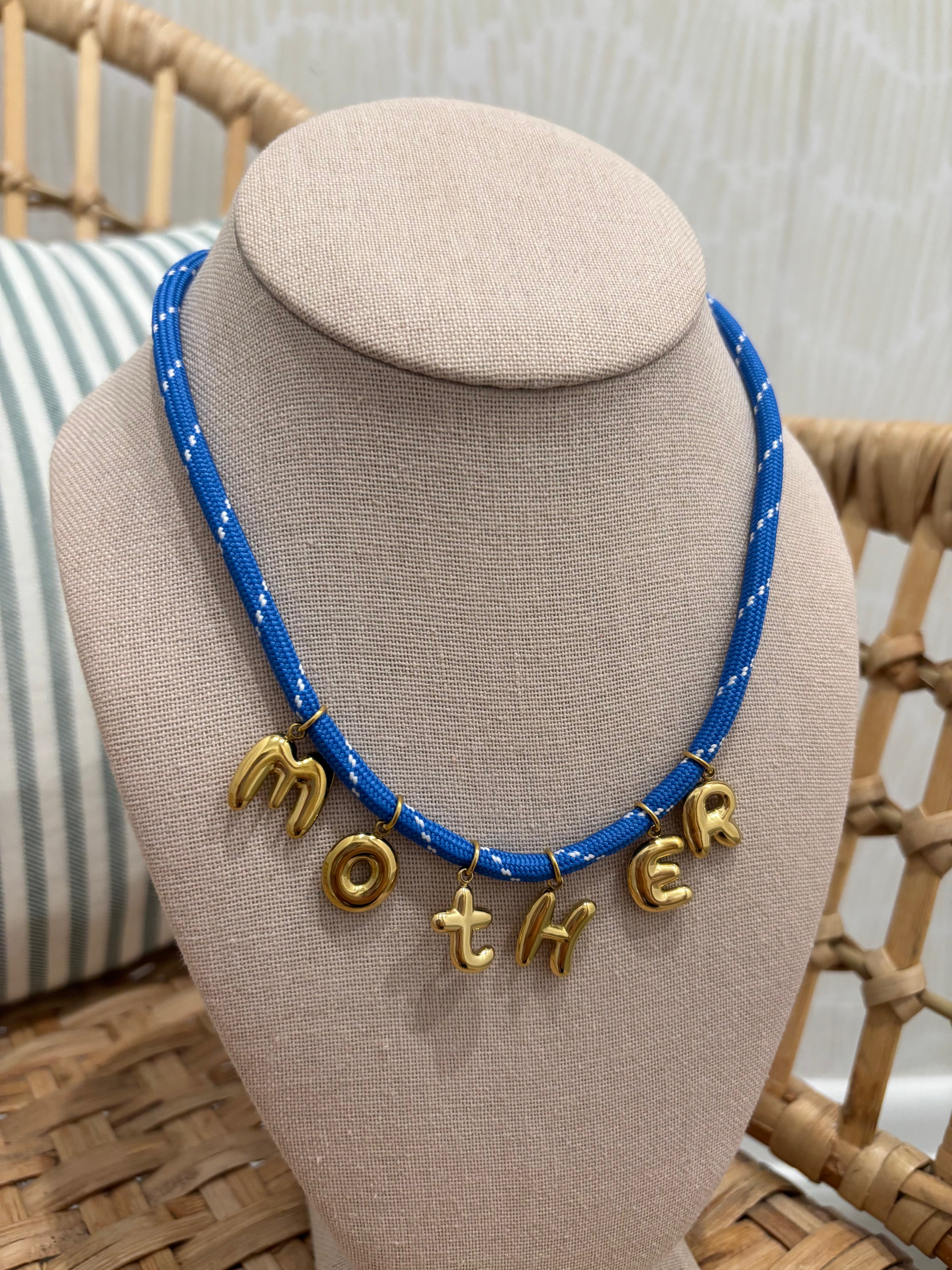 Corded Mother Necklace - Blue