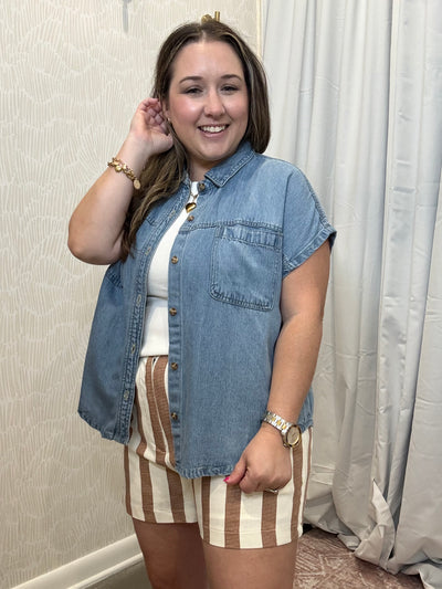 Chambray Button Down Top