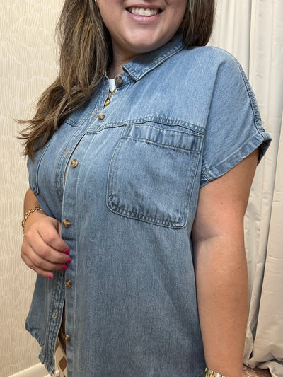 Chambray Button Down Top
