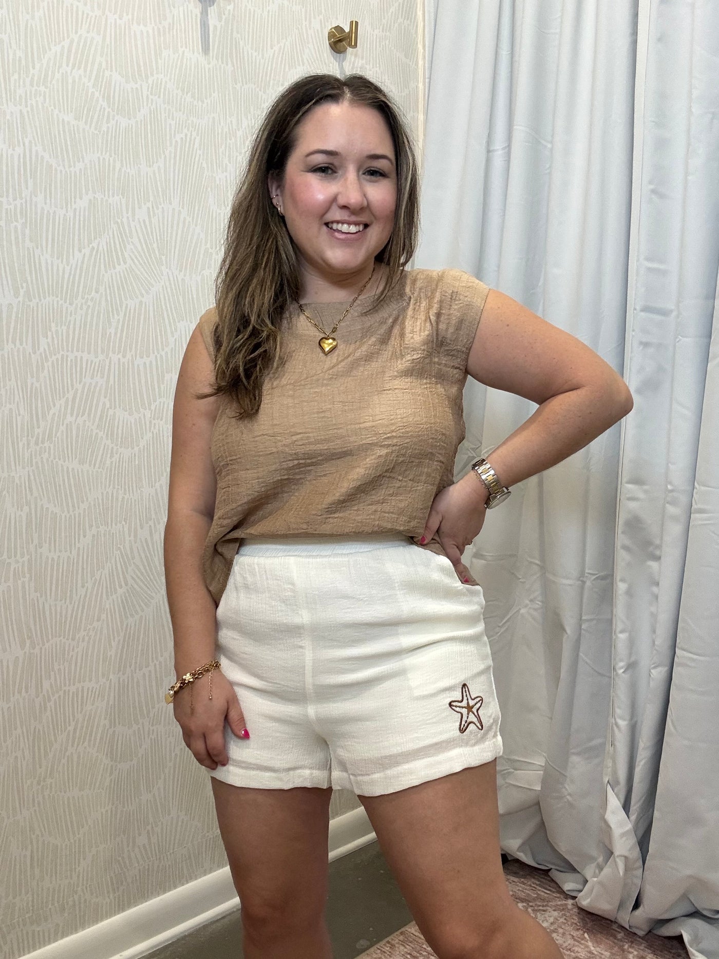 Starfish Embroidered Shorts