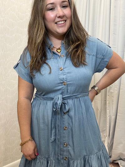 Chambray Belted Dress