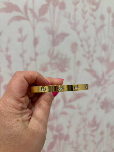 Rhinestone Bangle Bracelet | Gold