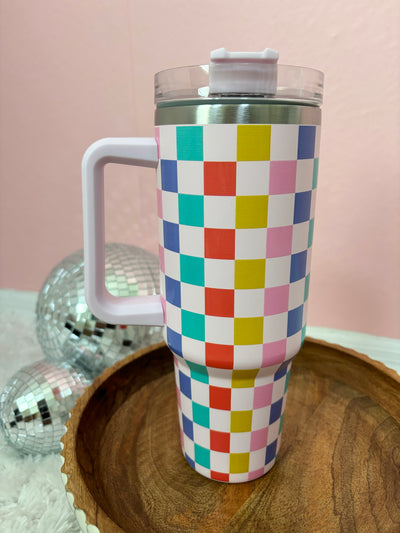 Multicolored Checkered 40oz Tumbler