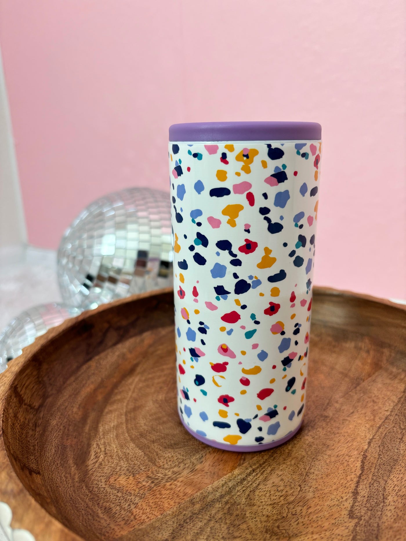 Confetti Leopard Print Slim Can Cooler
