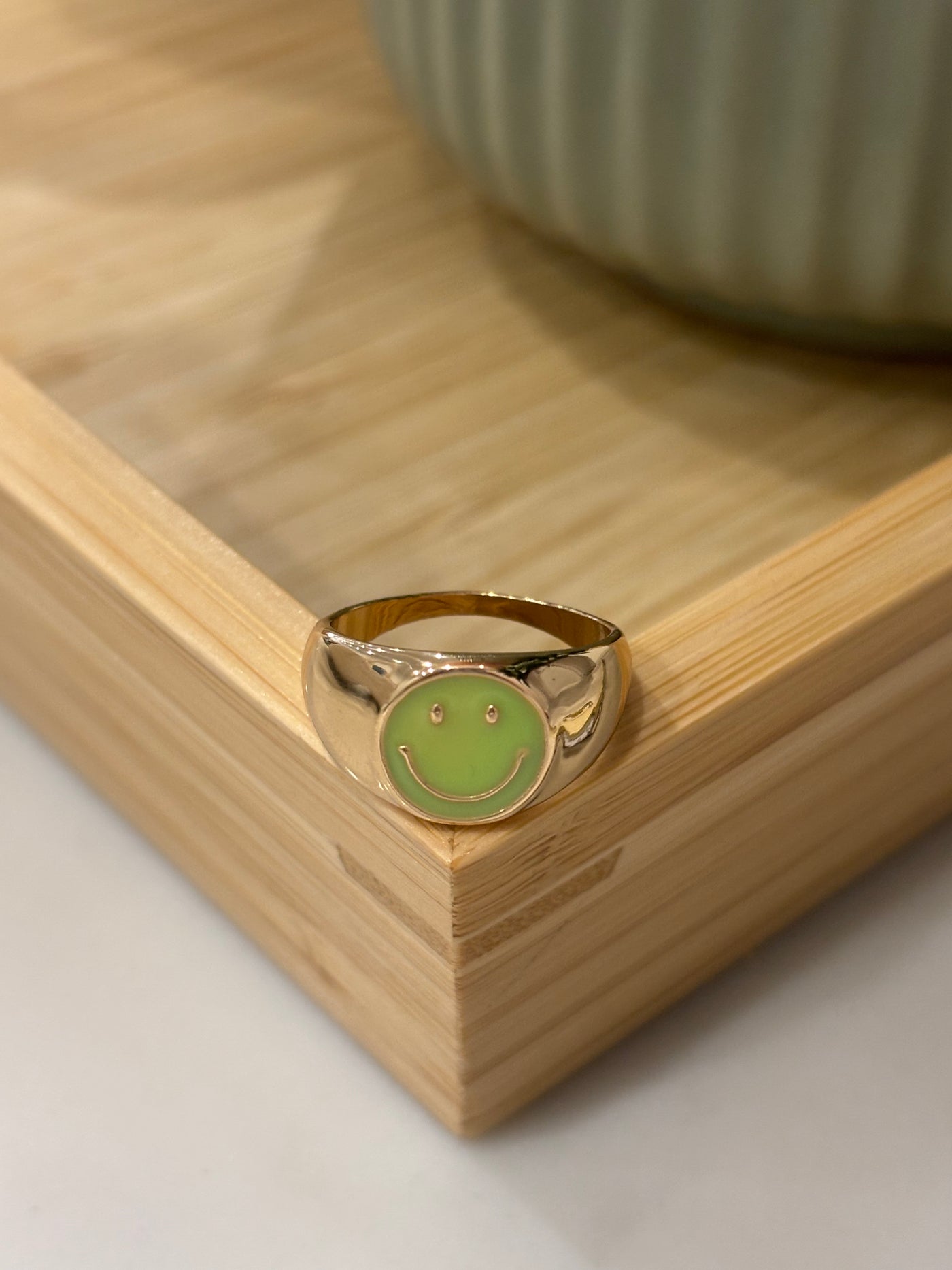 Green Smiley Face Ring