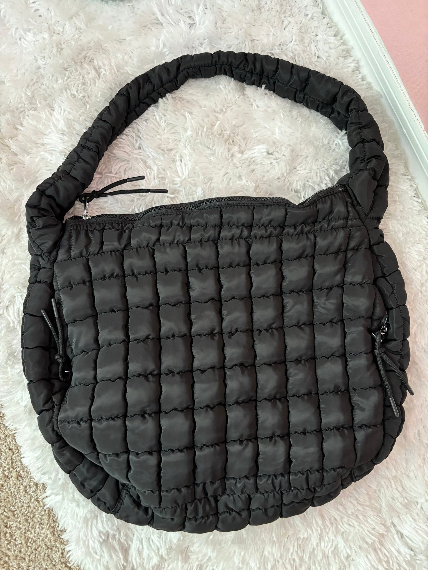 Black Quilted Hobo Everyday Bag
