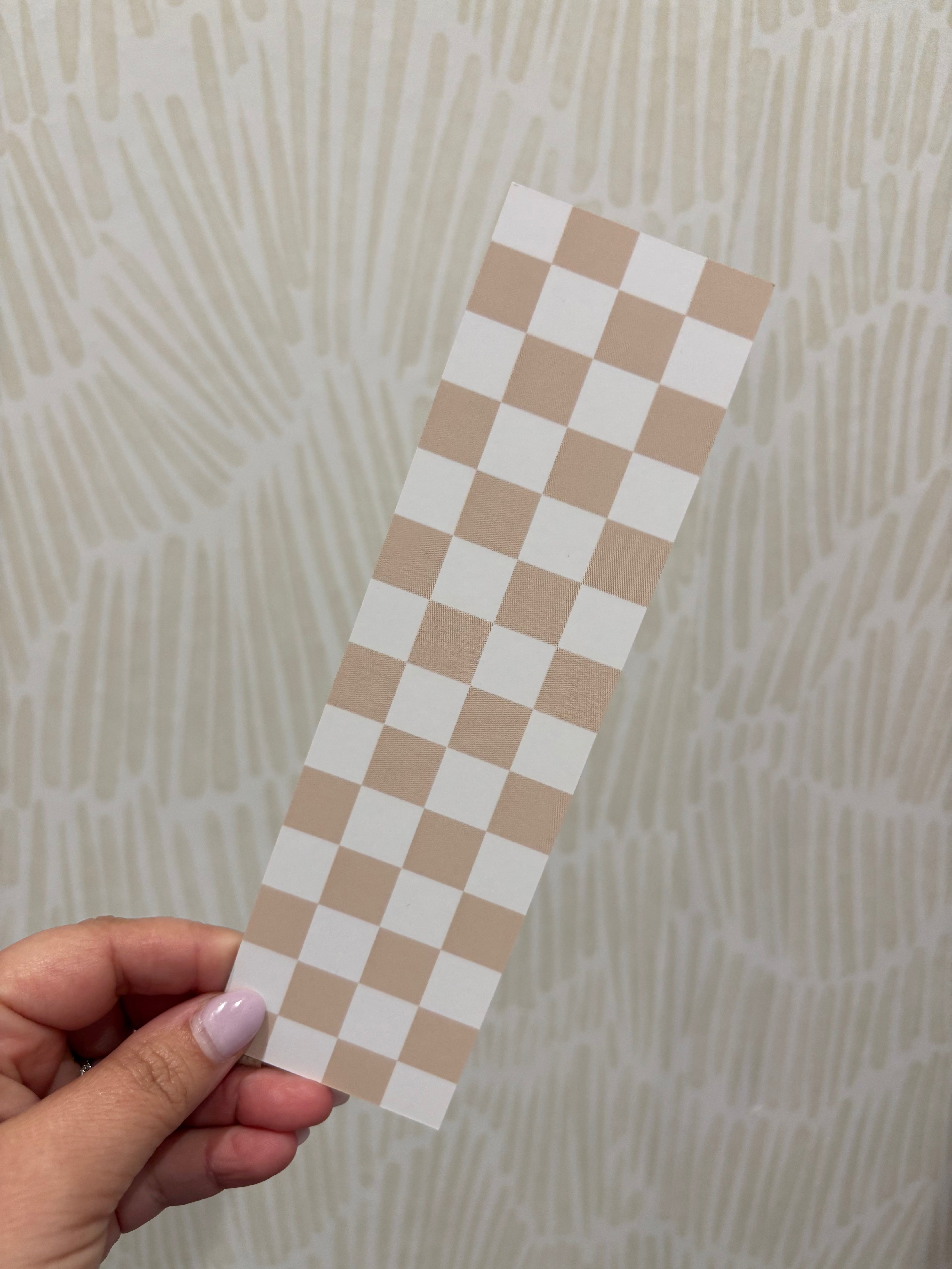 Checkered Bookmark - Tan & White