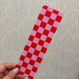 Checkered Bookmark - Red & Pink