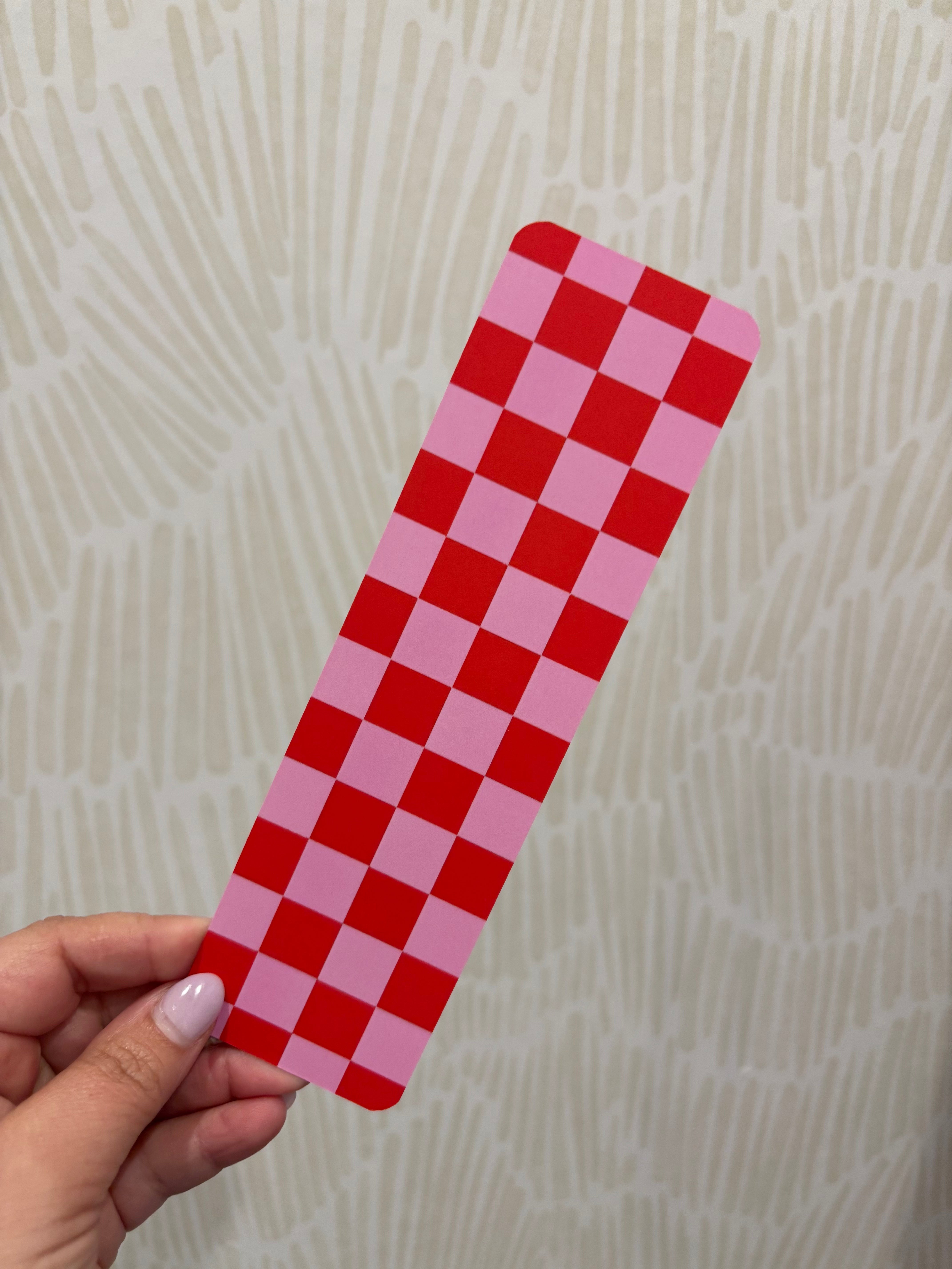 Checkered Bookmark - Red & Pink