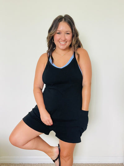 Relaxed Jersey Romper | Black